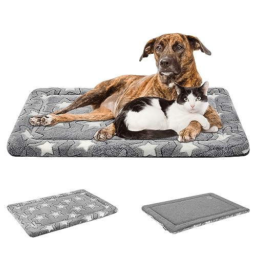 EMPSIGN Dog Crate Pad - Reversible Kennel Mat (Cool & Warm), Machine Washable, Cozy Star Pattern Sleeping Pad for Small Medium Large Dogs, All-Season Pet Bed, Suitable for 54"x37" Dog Crate, Grey - color: Grey with Star Pattern, size: XXXL (53.5"x32.6"x1.