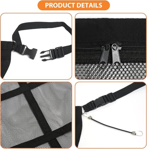 Dog Car Net Barrier,Universal Fit Sturdy Double-Layer Mesh 31.5"x23.6" Car Ceiling Cargo Net Pocket with Flexible Bungee Cords for Seat Movement Easy to Install