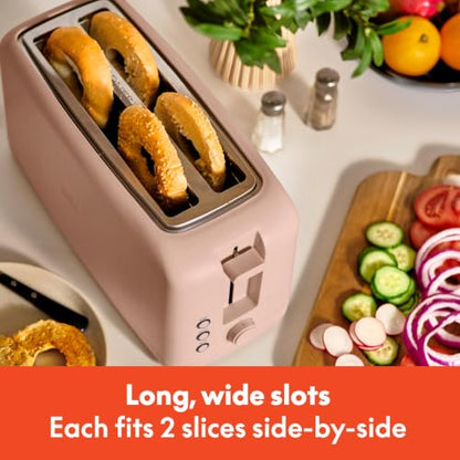 bella 4 Slice Slim Toaster, Fits-anywhere™ Kitchenware, 6 Setting Shade Control with Reheat & Cancel Buttons, Fits Sourdough, 10” Long Slot, Anti Jam & Auto Shutoff, 900 Watt, Blossom - color: Blossom, size: 4 Slice