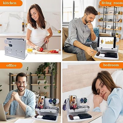 VEIYAILU Gifts for Women Girlfriend Him Men Dad Husband Boyfriend Nightstand Organizer Wood Phone Docking Station(White) - color: white