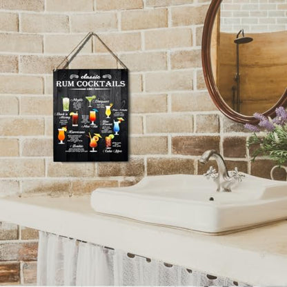 wall-pediments MP 482 Classic Rum Cocktails Guide Plaque, 6.7 x 10 Inches Home Bar Decor - color: Generic 9967