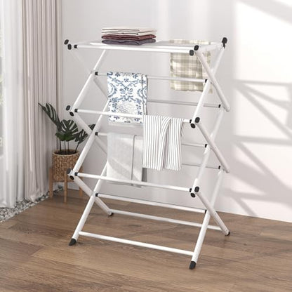 Household Indoor Folding Clothes Drying Rack, Dry Laundry and Hang Clothes,Towel Rack for Storage (White) - color: White