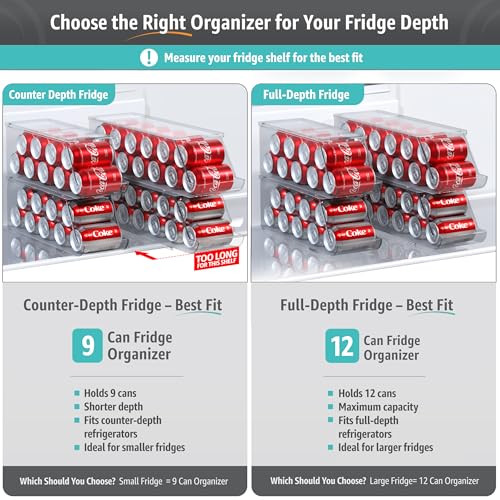 Sorbus Soda Can Organizer for Refrigerator Stackable Can Holder Dispenser with Lid for Fridge, Pantry, Freezer – Holds 12 Cans Each, BPA-Free, Clear Design, (2-Pack) - size: 2 Pack