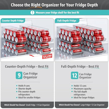 Sorbus Soda Can Organizer for Refrigerator Stackable Can Holder Dispenser with Lid for Fridge, Pantry, Freezer – Holds 12 Cans Each, BPA-Free, Clear Design, (2-Pack) - size: 2 Pack