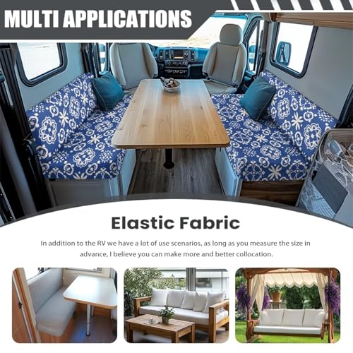 RV Dinette Cushions Covers Includes 1 Backrest Covers & 1 Bench Covers, Waterproof Stretch RV Sofa Seat Slipcovers, Replacement Seat Cover for RV Camper Travel Trail Couch - color: Blue Mandala