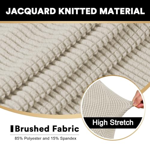 PrinceDeco Stretch T Cushion Loveseat Slipcovers Loveseat Couch Cover for 2 Cushion Sofa Seat Cover with Elastic Bottom Pets Friendly Jacquard Small Checked,Island Fossi - color: Island Fossi, size: 2 Cushion Sofa