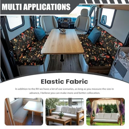 Butterfly Mushroom Print RV Dinette Cushion Covers 3 Pieces Scratch-Resistant Camper Seat Covers with Pillowcase, Dinette Booth RV Couch Cover Loveseat Sofa Chair Cover - color: Butterfly Mushroom
