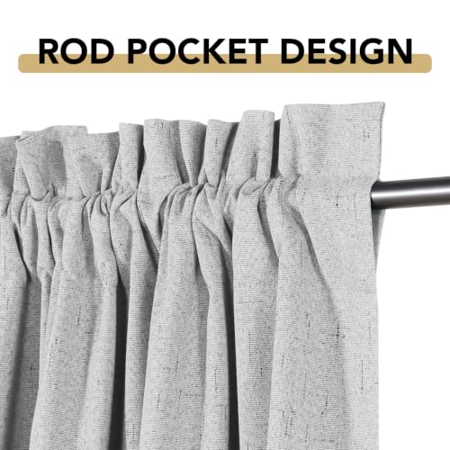 H.VERSAILTEX Linen Look 100% Blackout Curtains for Bedroom Full Light Blocking Rod Pocket Linen Textured Thick Window Curtain Drapes with White Backing 2 Panels, 42" W x 45" L, Glacier Gray - color: Glacier Gray, size: 42"W x 45"L (Pack of 2)
