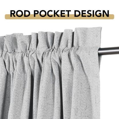 H.VERSAILTEX Linen Look 100% Blackout Curtains for Bedroom Full Light Blocking Rod Pocket Linen Textured Thick Window Curtain Drapes with White Backing 2 Panels, 42" W x 45" L, Glacier Gray - color: Glacier Gray, size: 42"W x 45"L (Pack of 2)
