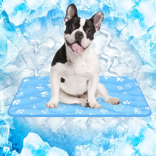 Rywell Super-Absorbent Cooling Mat for Dogs 30"x20" Arc-Chill 3.0 & Color-Changing Dog Cooling Mat, Stay Cool & Dry, Washable, Non-Slip Pet Bed Mat for Floors, Sofas, Kennels - color: Blue, size: M