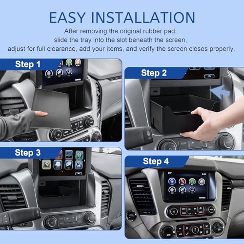 EDBETOS Console Organizer Tray for 2015-2020 GMC Yukon & Chevy Suburban/Tahoe Screen Back Storage Tray, Hidden Dashboard Storage Organizer, Motorized Screen Rear Tray for Sunglasses, Phones, Cards