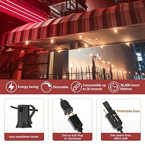 Achin Outdoor String Lights - 50ft LED Dimmable ST38 Warm Edison String Lights, Waterproof, Shatterproof, Connectable, Patio, Pergola, Bistro, Garden, Wedding, 2 Year Warranty - color: ST38-Black-2200K, size: 50FT 25 Bulbs