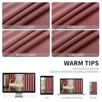 CUCRAF Dusty Rose Velvet Blackout Curtains 72 inches Long, Thermal Insulated, Noise Reducing Rod Pocket Luxury Drapes for Bedroom Living Room(52x72 inches, 2 Panels) - color: Dusty Rose, size: 52"W x 72"L (Pack of 2)