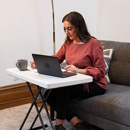 Lifetime 28241 Adjustable Folding Laptop Table TV Tray, 30 Inch, White Granite - color: White Granite, size: 30 Inch