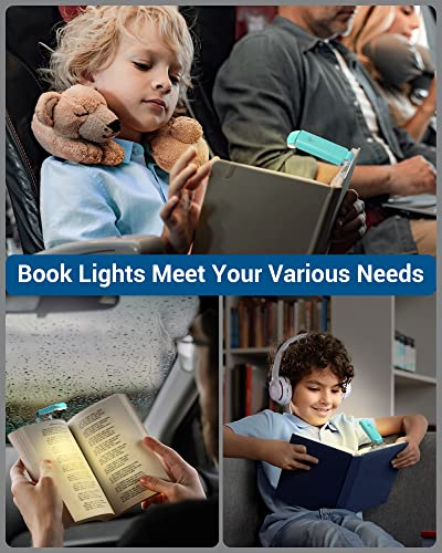 DEWENWILS USB Rechargeable Book Light for Reading in Bed, LED Book Reading Lights with Clip, Perfect for Bookworms, Kids, Warm White, Brightness Adjustable (Blue) - color: Blue