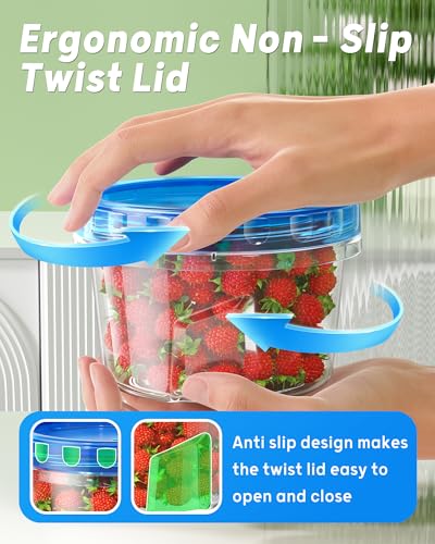 BiuLeon 12 Pack-17oz Freezer Storage Containers, Plastic Food Storage Containers with Twist Top Lids, BPA Free and Reusable Soup Containers with Lid, Microwave and Dishwasher Safe - color: 12Pack-17oz