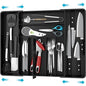Simple Houseware Expandable Kitchen Drawer Flatware Organizer, Black – Adjustable Cutlery Tray with 9 Compartments for Utensils and Silverware - color: Black