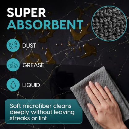 Microfiber Cleaning Cloth Roll Tearaway, 50 PCS Tear Away Towels, Reusable & Washable, Ultra Absorbent 12" x 12" Dish Rags for Car, Home, Kitchen, , 180 GSM Thickness, Paper Towel Alternative - color: Grey