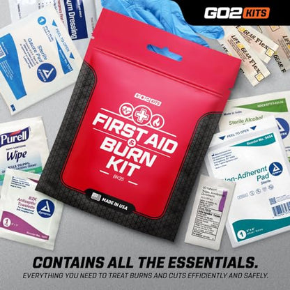 Advanced First Aid & Burn Kit, Comprehensive Burn First Aid Kit with Dressings, Burn Cream & Gauze, Portable First Aid Kit for Home, Office, Car & Travel, 1-Pack (BK35)