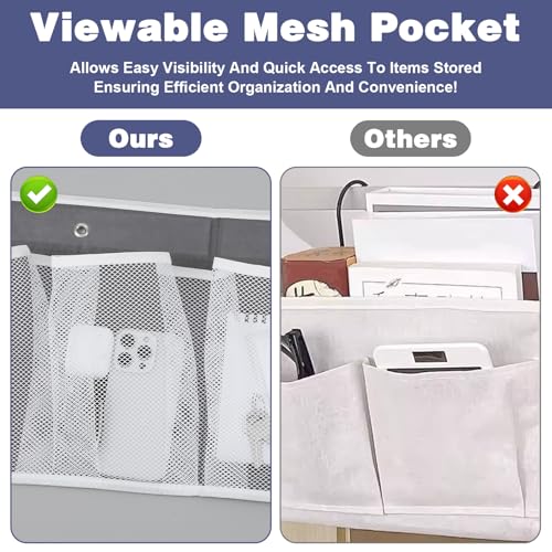 2 Pack RV Shoe Storage Solutions, Hanging Shoe Organizer with 8 Large Pockets, Wall Mounted Bedside Caddy for Entryway, Camper, Dorm & Bedroom Organization, Gray