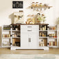 Vabches Sideboard Buffet Cabinet with 2 Drawers, Farmhouse Kitchen Pantry with Adjustable Shelves, Coffee Bar Cupboard Cabinet with 4 Doors for Kitchen & Dining Room