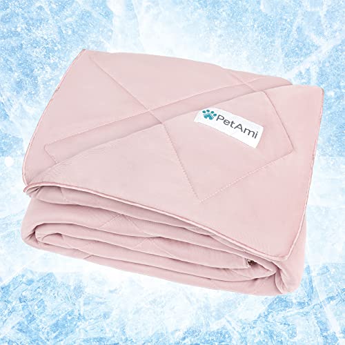 PetAmi Premium Cooling Dog Blanket | Lightweight Fluffy Pet Throw Blanket Bed Cover for Dogs, Cat, Puppies | Pet Blanket Furniture Protector Couch Sofa | Reversible Fuzzy Cozy | 29x40, Pink - color: Pink, size: Medium (29x40)