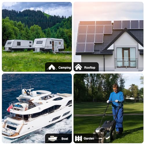 Solar Panel Kit 50W with 10A Charge Controller Monocrystalline Solar Panel Kit with Extension Cable for Car Roof RV Marine Rooftop Farm Battery and Other Off-Grid Applications