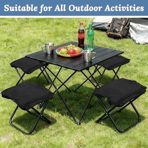 Collapsible Stool, 12Inch Portable Compact Folding Stool for Adult, Ultralight Foldable Chair Pocket Size Carry for Camping, Hiking, Fishing, Travel, Outdoors, Supports 198 Lbs