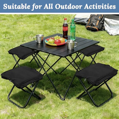 Collapsible Stool, 12Inch Portable Compact Folding Stool for Adult, Ultralight Foldable Chair Pocket Size Carry for Camping, Hiking, Fishing, Travel, Outdoors, Supports 198 Lbs