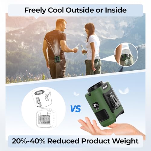 AMACOOL Portable Waist Fan Clip On, Gifts for Men Dad Husband, 10000mAh Rechargeable Wearable Shirt Fan, Powerful Belt Fans, Birthday Gifts for Women Jobsite Travel Camping Essentials 2026 - color: Green