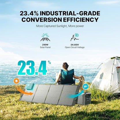 DABBSSON 2048Wh Solar Generator with 210W Solar Panel, Semi-Solid LiFePO4 Battery w/6 2200W AC Output, Compact&Lightweight, Recharge 80% in 1.5 Hr, 2000L Portable Power Station for Camping/Home/RV - style: 2000L+210W Solar Panel