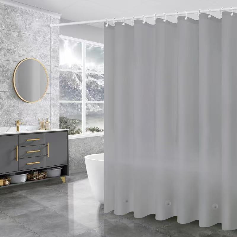 Grey Shower Curtain Liner,PEVA Shower Liner for Bathtubs Waterproof Bathroom Curtain with Weighted Stones 72 W x 72 H Inches,Plastic - color: Grey, size: 72"W x 72"L (Pack of 1)