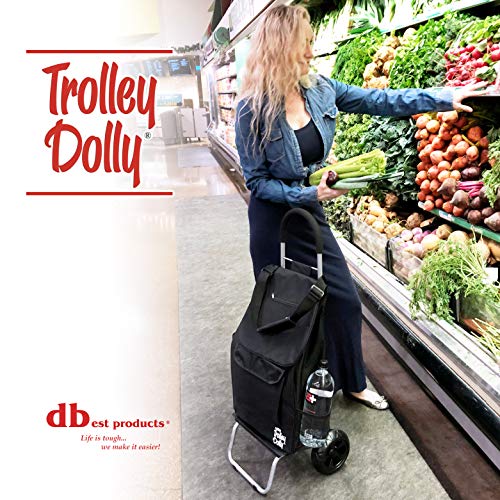 dbest products Trolley Dolly Black Foldable Shopping cart for Groceries with Wheels and Removable Bag and Rolling Personal Handtruck Standard - color: Black, style: Cart