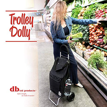 dbest products Trolley Dolly Black Foldable Shopping cart for Groceries with Wheels and Removable Bag and Rolling Personal Handtruck Standard - color: Black, style: Cart