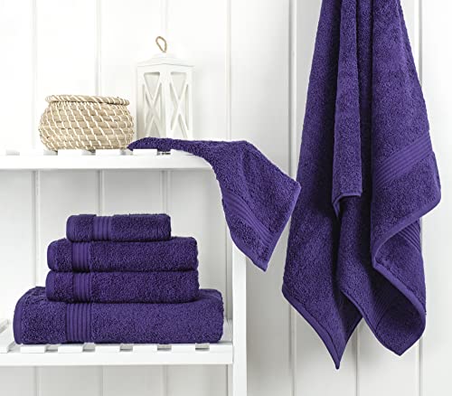 Cotton Paradise 6 Piece Towel Set, 100% Cotton Soft Absorbent Turkish Towels for Bathroom, 2 Bath Towels 2 Hand Towels 2 Washcloths, Purple Towel Set - color: Violet Purple