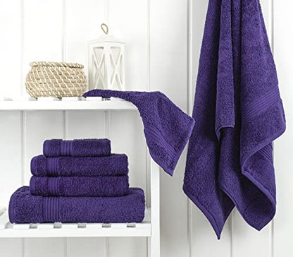 Cotton Paradise 6 Piece Towel Set, 100% Cotton Soft Absorbent Turkish Towels for Bathroom, 2 Bath Towels 2 Hand Towels 2 Washcloths, Purple Towel Set - color: Violet Purple