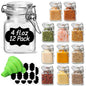 ComSaf Set of 12 Square Glass Spice Jars with Airtight Lids (4 Oz), Mini Favor Jars with Wire Clamp for Honey, Herbs & Farmhouse Kitchen Pantry Organization, with Funnel & Labels - size: 4oz*12