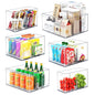Clear Plastic Storage Bins with Dividers for Fridge Pantry Organizers and Storage Containers, 6 Pack Large Acrylic Stackable Sturdy Storage Boxes for Home Edit and Cabinet Organizers C6-4 - style: 2 Small+2 Large+2 Extra Large