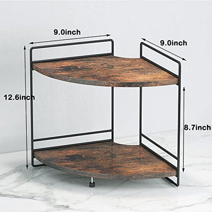 2-Tier Bathroom Counter Organizer, Wooden Corner Shelf for Vanity | Multi-use bathroom storage, holds perfume, makeup, spices or toiletries, fits bathroom, dresser, kitchen countertops