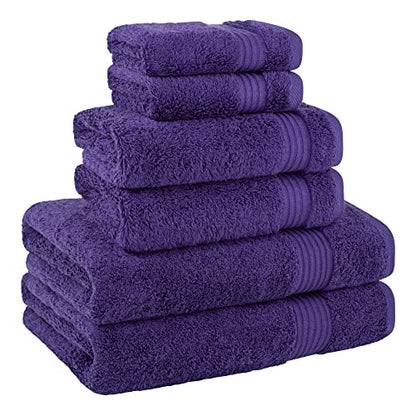 Cotton Paradise 6 Piece Towel Set, 100% Cotton Soft Absorbent Turkish Towels for Bathroom, 2 Bath Towels 2 Hand Towels 2 Washcloths, Purple Towel Set - color: Violet Purple