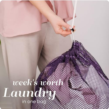 Handy Laundry Mesh XL Laundry Bag - Durable, Machine Washable with Secure Drawstring Closure - Perfect for College Dorms, Laundromats, Apartments (Purple, Large 24" x 36") - color: Purple