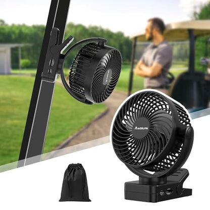 Magnetic Clip on Fan for Golf Cart, 12000mAH Battery Operated Portable Fan with 3 Speeds, LED Lantern, Magnetic Base, Suitable for EZGO Club Car Yamaha, Golf Cart & Cruise Ship Accessories - size: 1-Pack