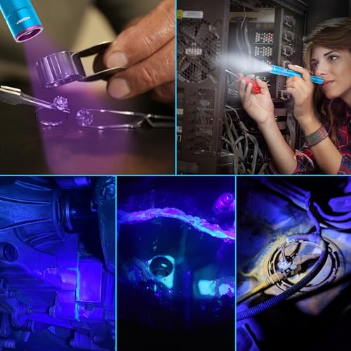 EverBrite Rechargeable Pen Flashlight with UV Light and White Light, 395nm Black Flashlight with Clip, Zoomable 4 Modes with Memory, USB C Cable, for Camping, Emergency, Pet Urine Detection,Blue - color: Blue