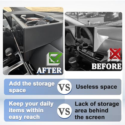 TOPINSTALL New Dash Tray Phone Holder Compatible with 2025 2026 Toyota Sienna 12.3" Screen, Dashboard Hidden Screen Storage Organizer Tissue Sunglasses Holder(Not for LE Trim with 8" Screen) - color: 2025+ Sienna Dashboard Tray