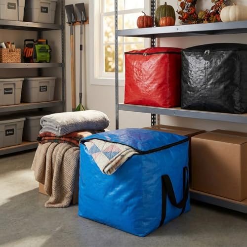 Extra Large Cube Moving Bags (Black, 25"x25"x25") | Heavy Duty, Water-Resistant, Foldable, For Clothes, Bedding, Blankets & Pillows, Reusable Alternative to Moving Boxes - color: Black, size: 25"x25"x25"