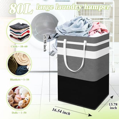 2-Pack Foldable Laundry Basket,Large Laundry Baskets with Handles,Waterproof Laundry Hamper,Collapsible Laundry Hampers for Clothes Organizer 80L (Black&Purple) - color: Black&Purple