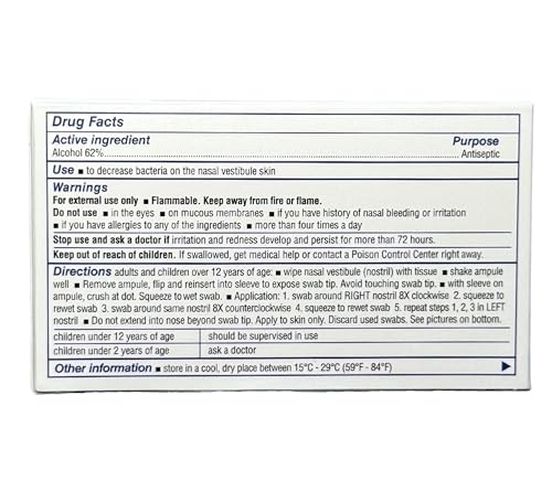Nozin® Nasal Sanitizer® Antiseptic Popswab® Ampules 10ct Pack | Kills 99.99% of Germs | Alcohol Based 62%