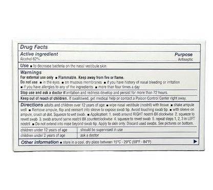 Nozin® Nasal Sanitizer® Antiseptic Popswab® Ampules 10ct Pack | Kills 99.99% of Germs | Alcohol Based 62%
