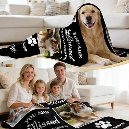 Custom Dog Memorial Blanket with Pictures & Name in Loving Memory of Loss Pet, Personalized Dog Blanket with Photos, Customized Pet Blankets Sympathy Bereavement Gift for Loss of Pets Owner - color: Design5