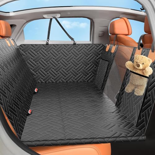 Back Seat Extender for Dogs,Hard Bottom Car Seat Cover for Dogs with Mesh Window,Waterproof Backseat Pet Cover Hard Bottom-Dog Car Seat Cover for Back Seat Dog Hammock for Car/SUV - color: BLACK, size: L - For Car/Mid-Size SUV/Small Truck